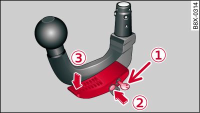 Removable towing bracket: Removing the ball joint